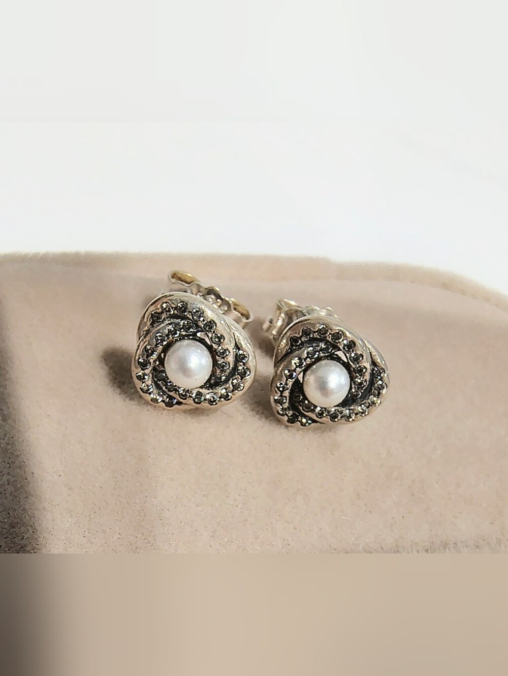 Pandora Sterling Silver Pearl Swirl Earrings